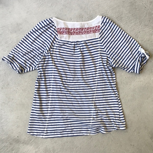 TINY Anthropologie Blue Stripe Embroidered Top - Picture 7 of 8